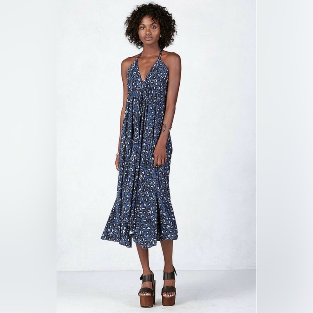 True Religion Gypsy Halter Dress – Blue Leopard Print